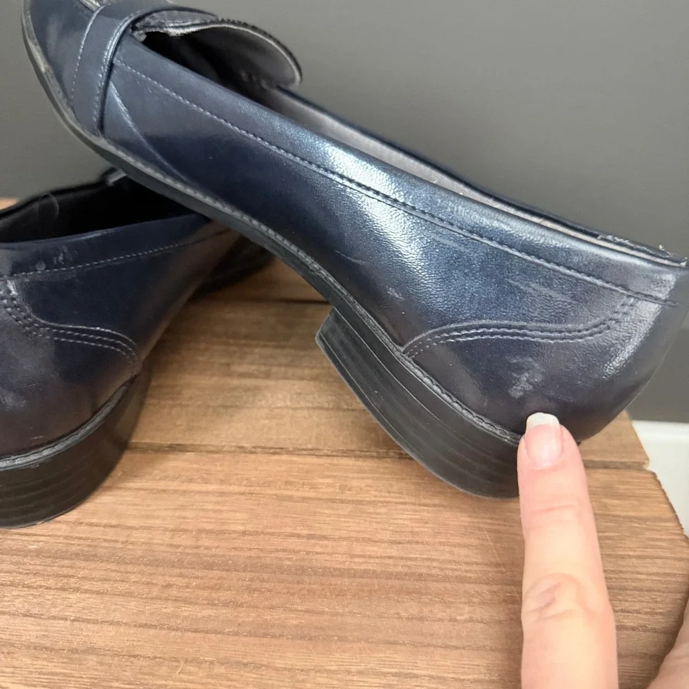 LifeStride Soft System Kelly Blue Loafers Snakeskin Buckle Low Heel Shoes Size 8